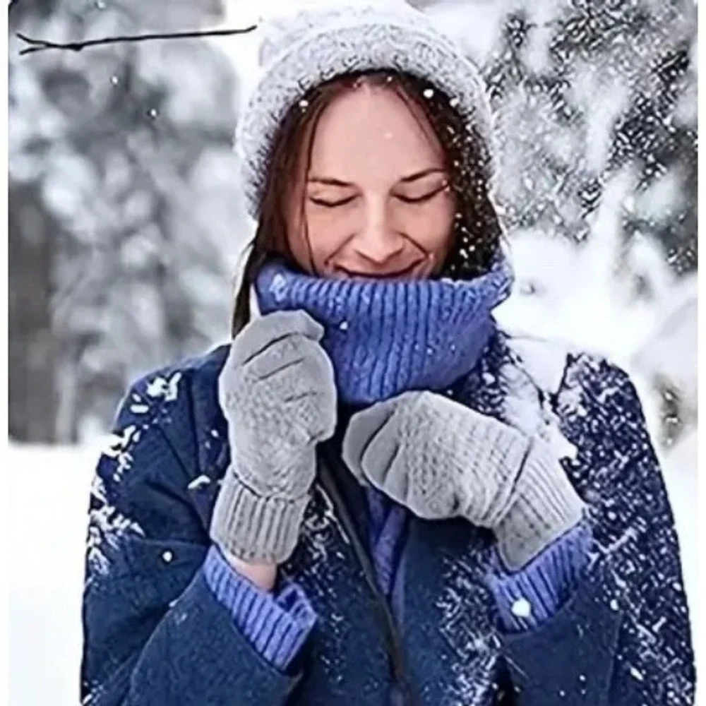 Guantes De Invierno Táctiles Unisex Color Gris Claro Térmicos Y De‎ Felpa